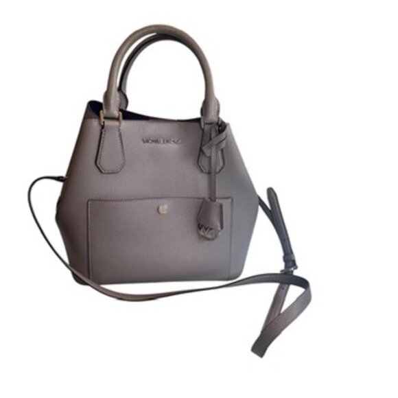 MICHAEL Michael Kors Handbags - Michael Kors Greenwich Saffiano Leather Bucket Bag Grey/Purple, Arm & Crossbody